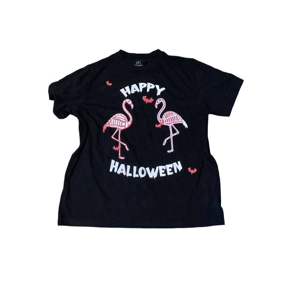 Happy Halloween Flamingo Skeleton Retro Custom T Shirt M